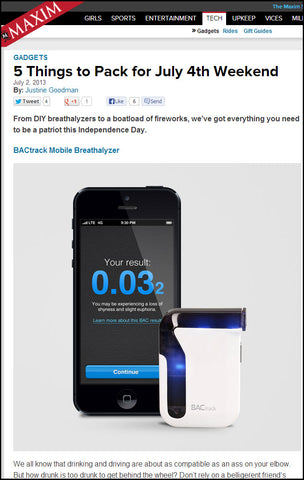 BACtrack Mobile Scores a Mention in Maxim