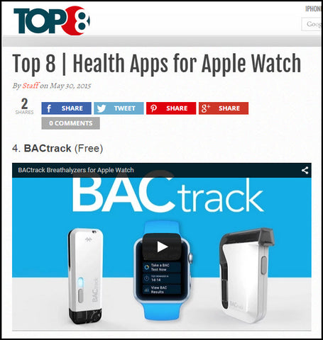 BACtrack Named Among Best Health Apps for Apple Watch