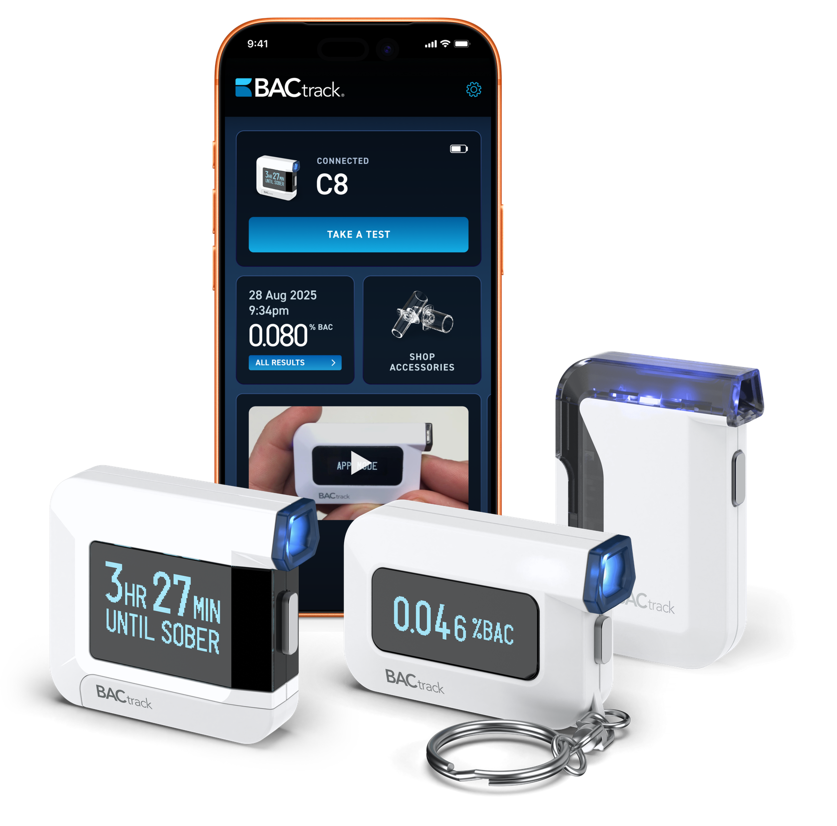 BACtrack app on iPhone with the C8, C6 and Mobile smartphone breathalyzers